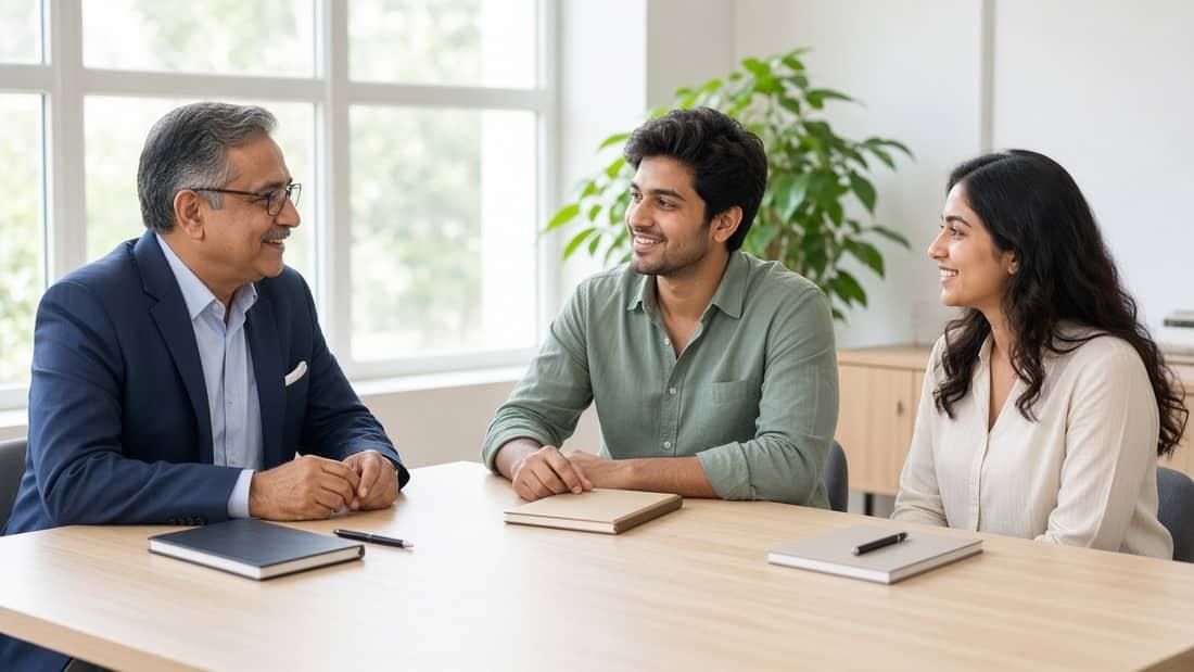 An advisor talking with a couple
